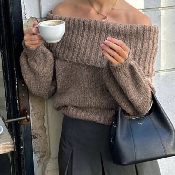 INAWLY Women´s Solid Color Off-Shoulder Long Sleeve...